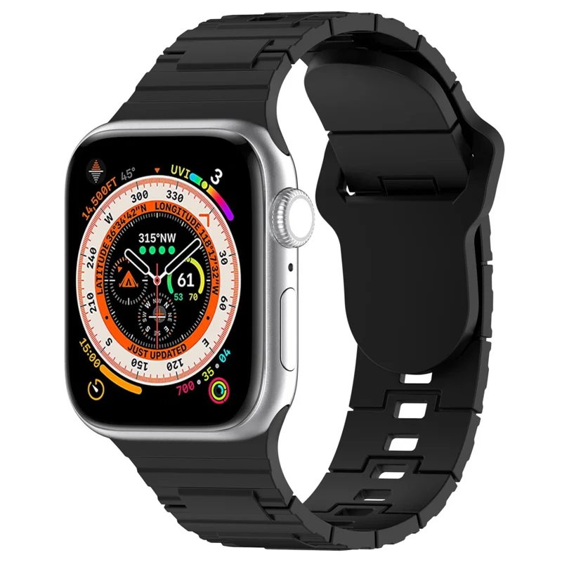 Uhrenarmband für Apple Watch Series 11 10 42 mm / 9 8 7 41 mm / SE3 SE2 SE 6 5 4 40 mm / 3 2 1 38 mm, einfarbiges Silikon-Uhrenarmband – Schwarz