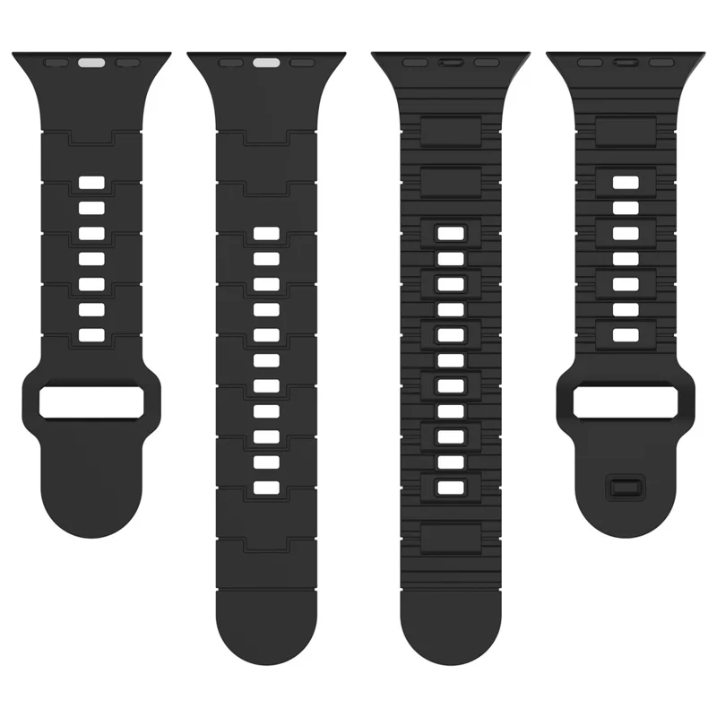 Uhrenarmband für Apple Watch Series 11 10 42 mm / 9 8 7 41 mm / SE3 SE2 SE 6 5 4 40 mm / 3 2 1 38 mm, einfarbiges Silikon-Uhrenarmband – Schwarz
