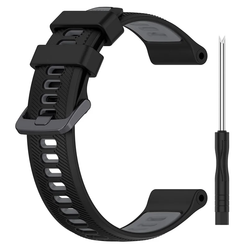 Für Garmin Forerunner 965 / 955 / 945 / 935 / 745 Silikon-Uhrenarmband Köper-Textur Zweifarbiges Armband - Schwarz+Grau