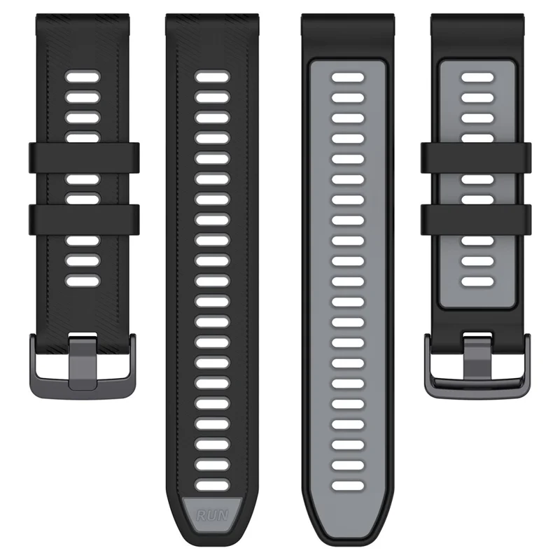 Für Garmin Forerunner 965 / 955 / 945 / 935 / 745 Silikon-Uhrenarmband Köper-Textur Zweifarbiges Armband - Schwarz+Grau