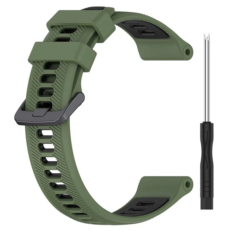 For Garmin Forerunner 965 / 955 / 945 / 935 / 745 Silicone Watch Band Twill Texture Dual Color Wrist Strap - Army Green+Black