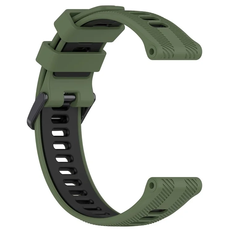 For Garmin Forerunner 965 / 955 / 945 / 935 / 745 Silicone Watch Band Twill Texture Dual Color Wrist Strap - Army Green+Black