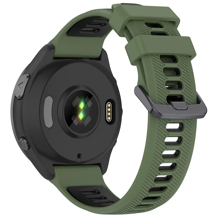 For Garmin Forerunner 965 / 955 / 945 / 935 / 745 Silicone Watch Band Twill Texture Dual Color Wrist Strap - Army Green+Black