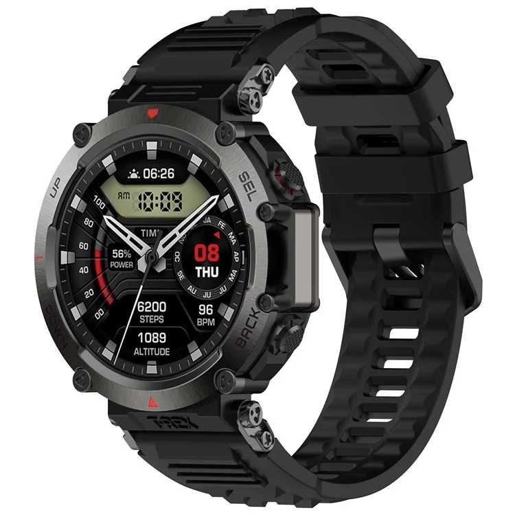Pour Huami Amazfit T-rex Ultra A2142 Bracelet de Montre en Silicone Réglable - Noir