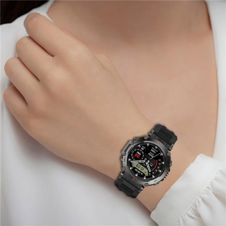 Pour Huami Amazfit T-rex Ultra A2142 Bracelet de Montre en Silicone Réglable - Noir