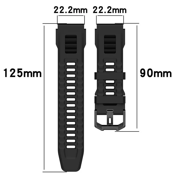 Pour Huami Amazfit T-rex Ultra A2142 Bracelet de Montre en Silicone Réglable - Noir