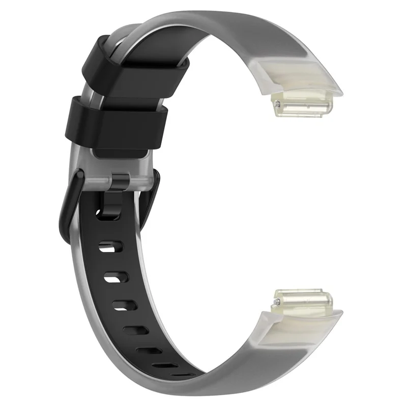 Für Fitbit Inspire 3 Silikon-Uhrenarmband, zweifarbig, transparent, Armband - Transparent+Schwarz
