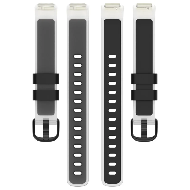 Für Fitbit Inspire 3 Silikon-Uhrenarmband, zweifarbig, transparent, Armband - Transparent+Schwarz