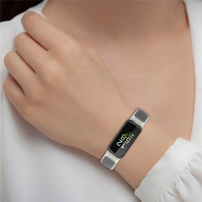 Für Fitbit Inspire 3 Silikon-Uhrenarmband, zweifarbig, transparent, Armband - Transparent+Schwarz