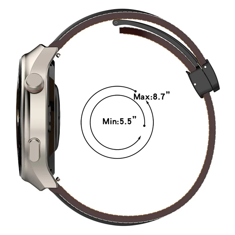 For Huawei Watch Buds / Watch 4 Pro / Watch 3 Pro Genuine Cow Leather Watch Strap 22mm Folding Buckle Wristband - Brown