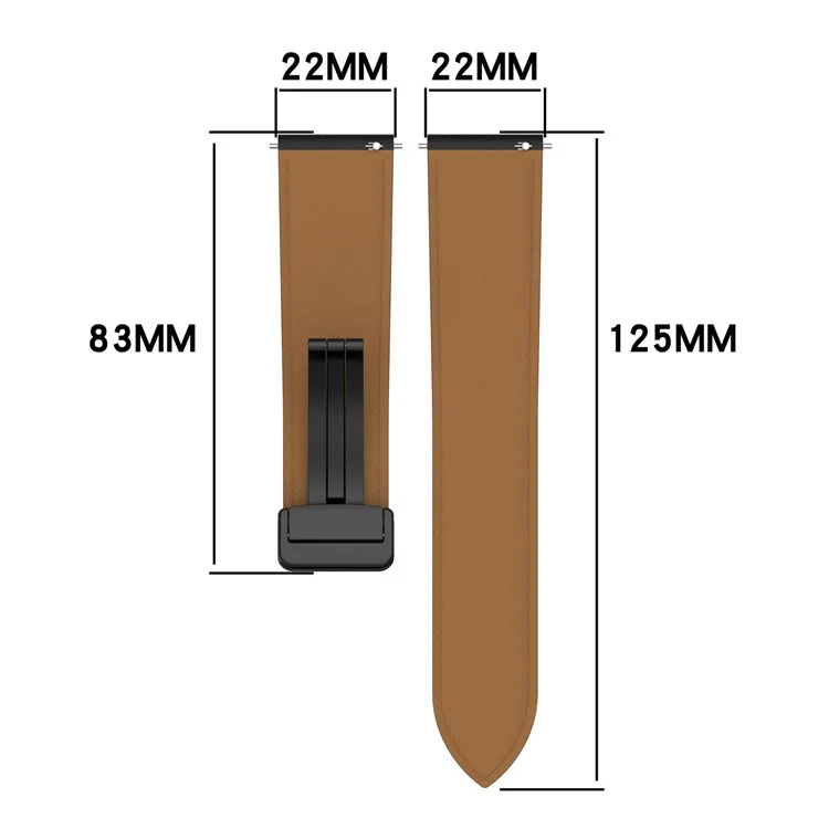 For Huawei Watch Buds / Watch 4 Pro / Watch 3 Pro Genuine Cow Leather Watch Strap 22mm Folding Buckle Wristband - Brown