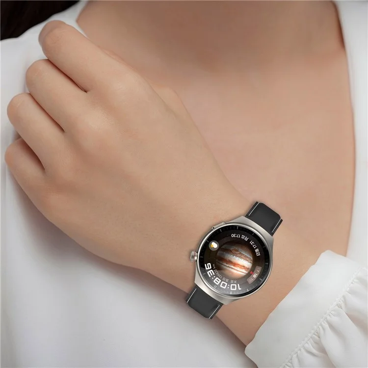 For Huawei Watch Buds / Watch 4 Pro / Watch 3 Pro Genuine Cow Leather Watch Strap 22mm Folding Buckle Wristband - Brown