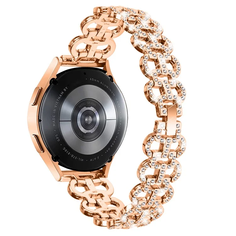 Bracelet en alliage de zinc pour Samsung Galaxy Watch4 40mm 44mm / Watch4 Classic 42mm 46mm / Watch 5 40mm 44mm Décoré de strass 20mm - Or rose