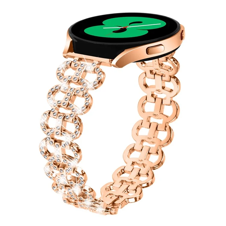 Bracelet en alliage de zinc pour Samsung Galaxy Watch4 40mm 44mm / Watch4 Classic 42mm 46mm / Watch 5 40mm 44mm Décoré de strass 20mm - Or rose