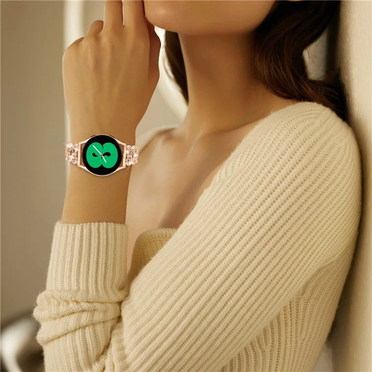 Bracelet en alliage de zinc pour Samsung Galaxy Watch4 40mm 44mm / Watch4 Classic 42mm 46mm / Watch 5 40mm 44mm Décoré de strass 20mm - Or rose