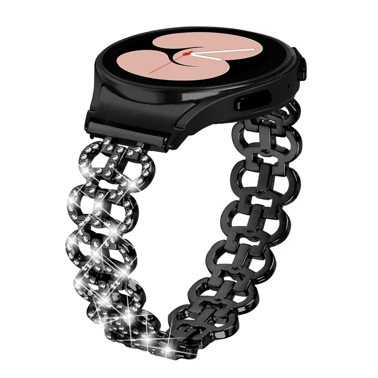 Für Samsung Galaxy Watch4 40 / 44mm / Watch4 Classic 42 / 46mm / Watch 5 40 / 44mm Metall-Uhrenarmband mit Rhinestones - Schwarz