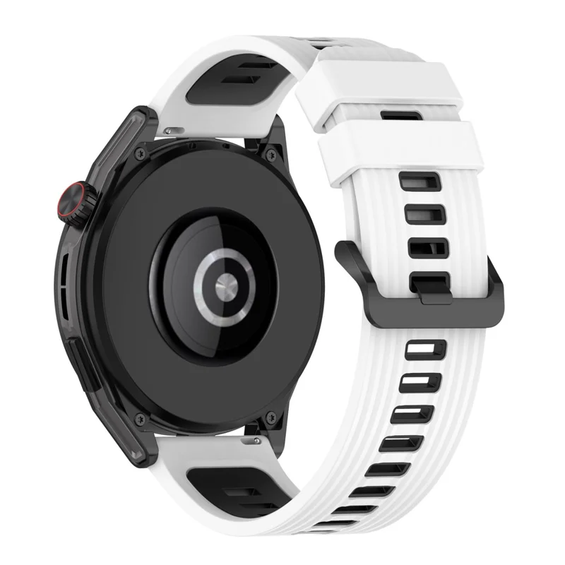 Opaska do zegarka Huawei Watch GT 42 mm 46 mm / Samsung Galaxy Watch 46 mm / Garmin Forerunner 265, silikonowa opaska z nadrukiem w paski – biało-czarna