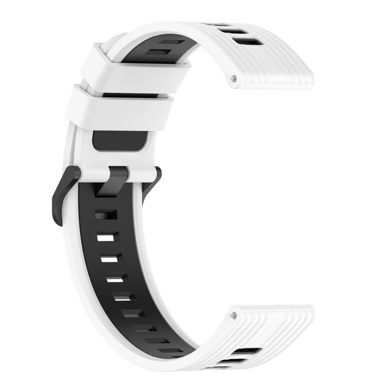 Opaska do zegarka Huawei Watch GT 42 mm 46 mm / Samsung Galaxy Watch 46 mm / Garmin Forerunner 265, silikonowa opaska z nadrukiem w paski – biało-czarna
