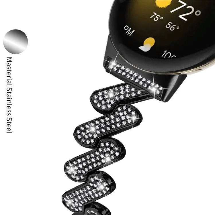 Pour Google Pixel Watch 3 41 mm / Watch 2 / Pixel Watch Zinc Alliage Montre Bande Luxury Rhinestone Décoré Bracelet de Montre - Noir