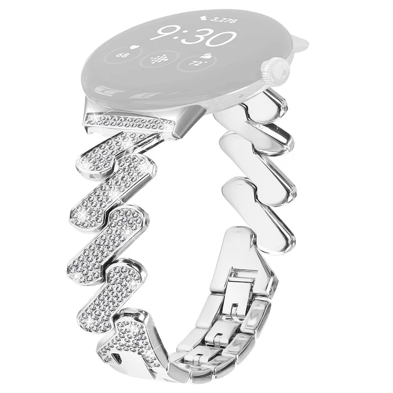 For Google Pixel Watch 3 41mm / Watch 2 / Pixel Watch Zinc Alloy Watch Band Light Luxury Rhinestone Decorated Watch Strap - Silver