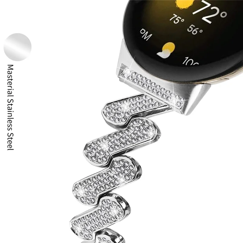 For Google Pixel Watch 3 41mm / Watch 2 / Pixel Watch Zinc Alloy Watch Band Light Luxury Rhinestone Decorated Watch Strap - Silver