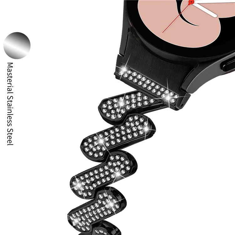 Für Samsung Galaxy Watch6 40mm / 44mm / Watch6 Classic 43mm / 47mm Metallarmband mit Rhinestones - Schwarz