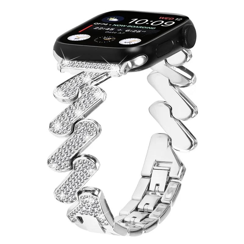 Für Fitbit Versa 3 / Fitbit Sense Rhinestone dekoriertes Watchband Quick Release Zinklegierung Armband - Silber