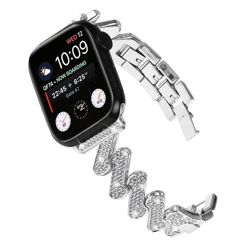 Für Fitbit Versa 3 / Fitbit Sense Rhinestone dekoriertes Watchband Quick Release Zinklegierung Armband - Silber