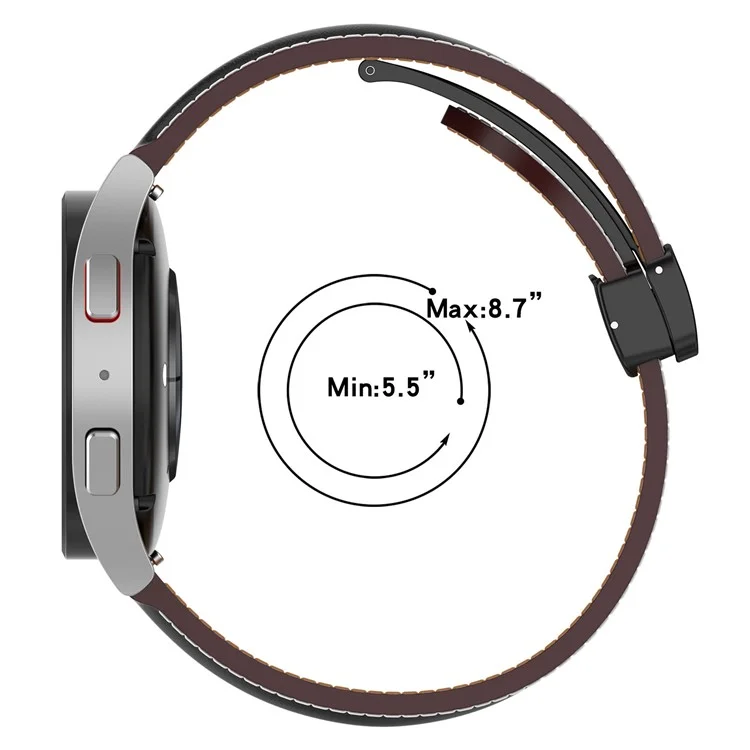 Watch Strap for Samsung Galaxy Watch3 45mm / Watch 46mm / Huawei Watch 4 , 22mm Genuine Cow Leather Band with Folding Buckle - Black