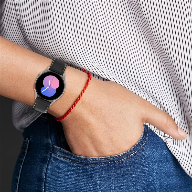 Watch Strap for Samsung Galaxy Watch3 45mm / Watch 46mm / Huawei Watch 4 , 22mm Genuine Cow Leather Band with Folding Buckle - Black