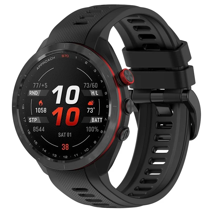 For Garmin Approach S70 47mm Silicone Watch Band Soft Sport Replacement Watch Strap - Black