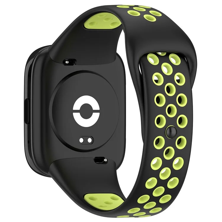 Pour Xiaomi Redmi Watch 3 Lite / Watch 3 Active Bicolor Watch Bands Silicone Quick Release Replacement Watch Strap - Noir+Lime