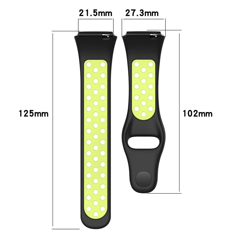 Pour Xiaomi Redmi Watch 3 Lite / Watch 3 Active Bicolor Watch Bands Silicone Quick Release Replacement Watch Strap - Noir+Lime