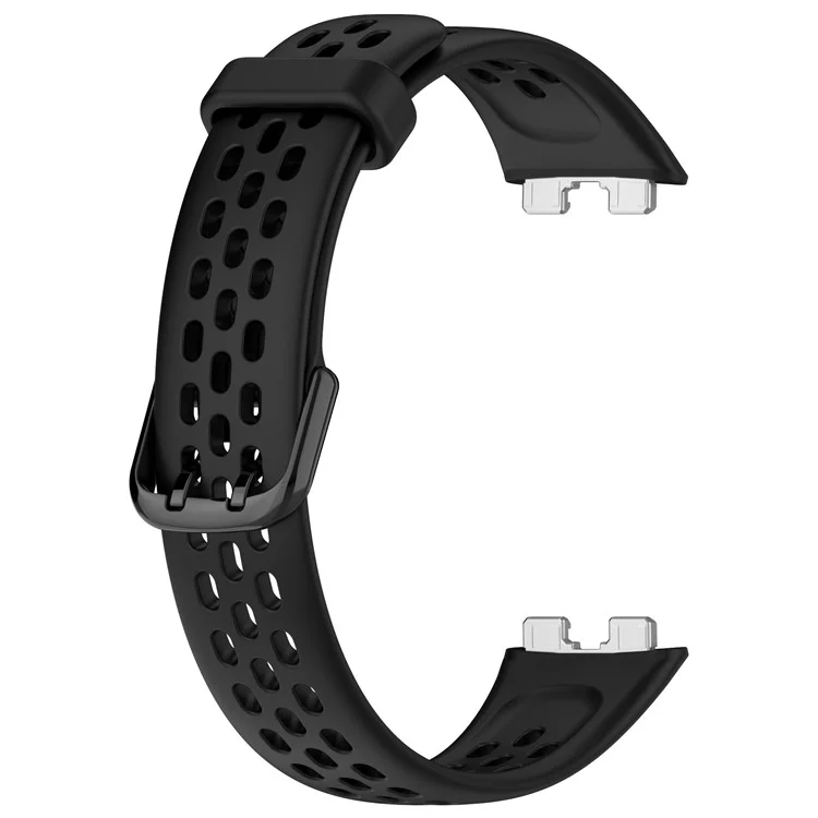 For Huawei Band 8 / Band 8 NFC / Band 9 / Band 9 NFC Breathable Silicone Smart Watch Strap Comfortable Wearing Wrist Band - Black