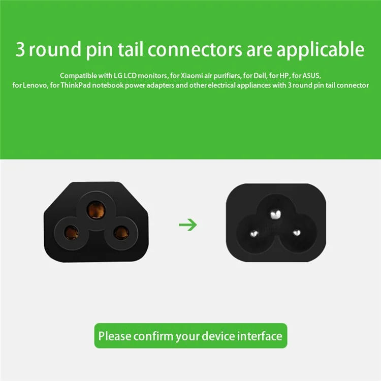 1.5m 3*0.75 SQMM Pure Copper EU Plug Power Adapter 3-Pin Tail Laptop PC Charger Cable (VDE Certified)