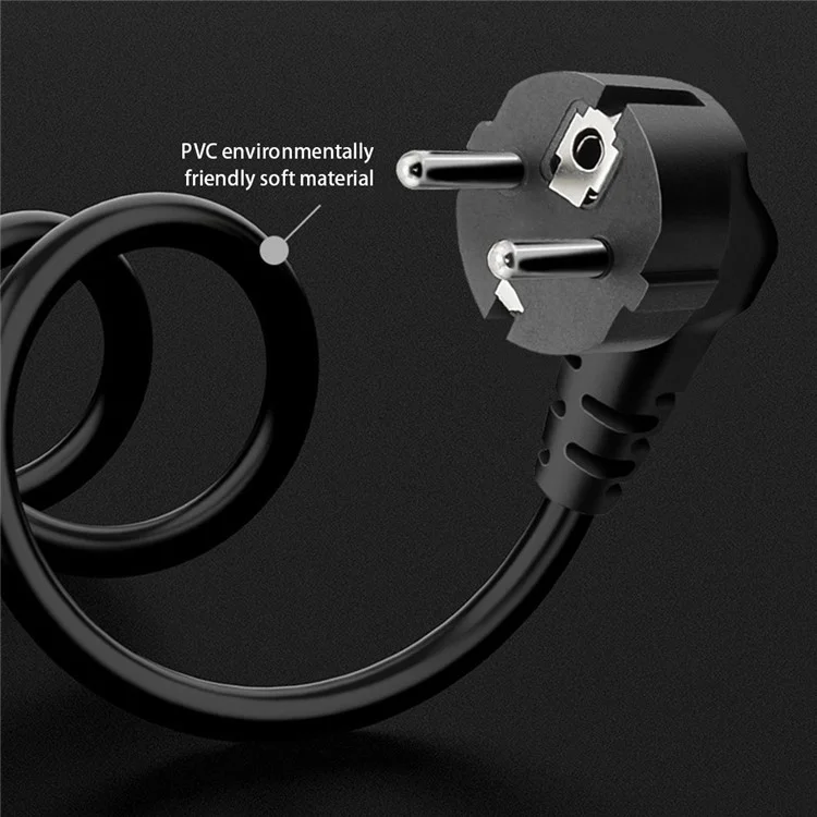 1.2m 3*0.75 SQMM Pure Copper EU Plug 3-Pin Tail Charger Plug Computer Laptop Power Adapter Cable (VDE Certified)