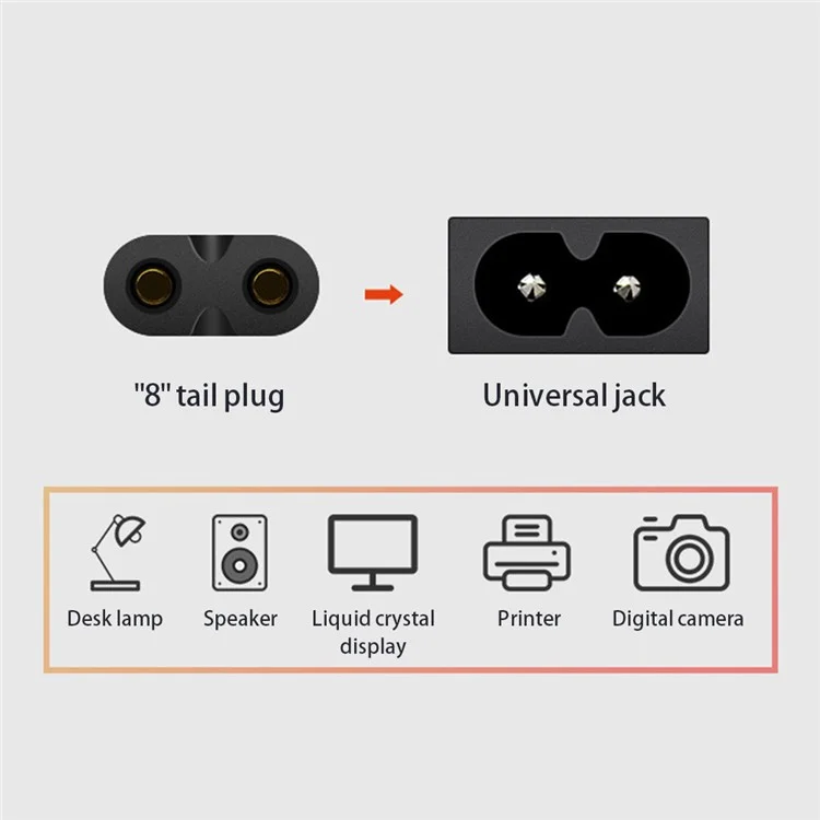 1m 2*0.75 SQMM 2 Prong 2-Pin Tail EU Plug Copper Power Socket Adapter Cable (VDE Certified)