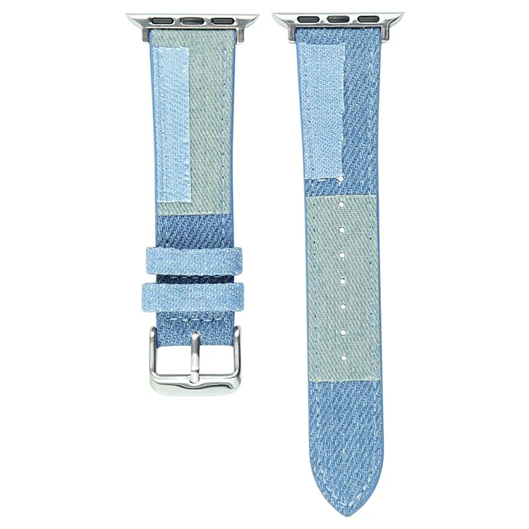 Watch Strap for Apple Watch Series 10 42mm / 9 8 7 41mm / SE (2023) SE (2022) SE 6 5 4 40mm / 3 2 1 38mm Jeans Style Watch Strap Canvas Watchband - Baby Blue