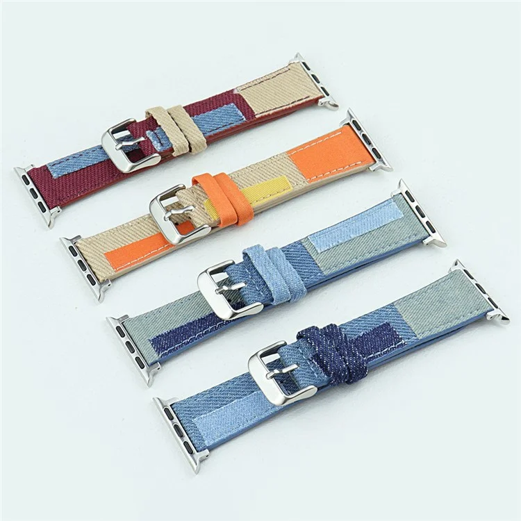 Watch Strap for Apple Watch Series 10 42mm / 9 8 7 41mm / SE (2023) SE (2022) SE 6 5 4 40mm / 3 2 1 38mm Jeans Style Watch Strap Canvas Watchband - Baby Blue