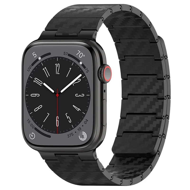 Ремешок для часов Apple Watch Series 10 42 мм / 9 8 7 41 мм / SE (2023) SE (2022) SE 6 5 4 40 мм / 3 2 1 38 мм, AW Carbon Fiber Texture Hard PC Magnetic Strap - Чёрный