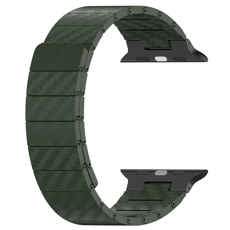 Watch Band for Apple Watch Series 11 10 42mm / 9 8 7 41mm / SE3 SE2 SE 6 5 4 40mm / 3 2 1 38mm , AW Carbon Fiber Texture Hard PC Magnetic Strap - Green