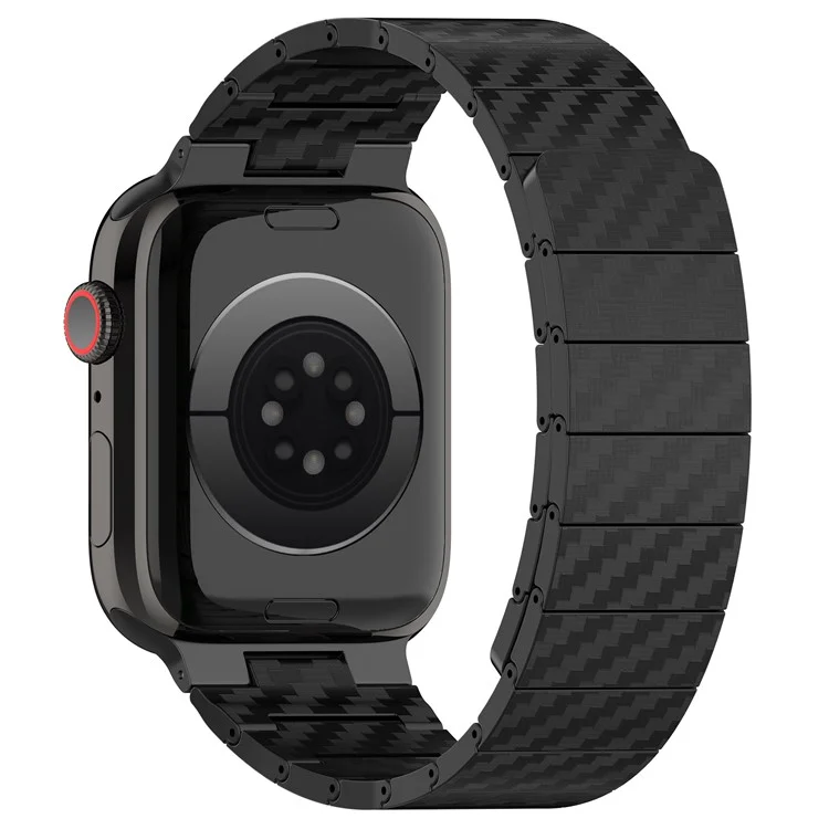 Bracelet de montre magnétique pour Apple Watch Series 10 46mm / Ultra 2 Ultra 49mm / Série 9 8 7 45mm / 6 5 4 SE (2023) SE (2022) SE 44mm / 3 2 1 42mm, Bracelet en texture de fibre de carbone PC - Noir