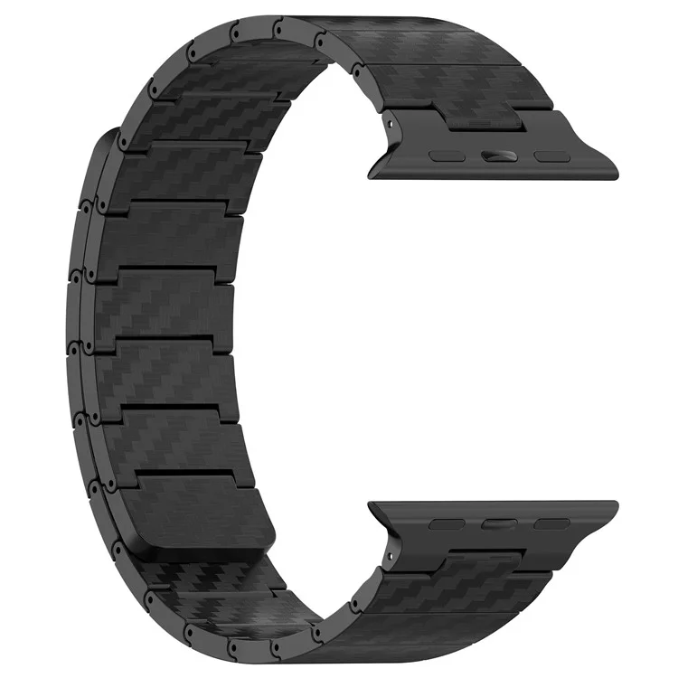 Bracelet de montre magnétique pour Apple Watch Series 10 46mm / Ultra 2 Ultra 49mm / Série 9 8 7 45mm / 6 5 4 SE (2023) SE (2022) SE 44mm / 3 2 1 42mm, Bracelet en texture de fibre de carbone PC - Noir