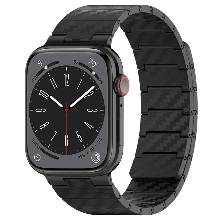 Bracelet de montre magnétique pour Apple Watch Series 10 46mm / Ultra 2 Ultra 49mm / Série 9 8 7 45mm / 6 5 4 SE (2023) SE (2022) SE 44mm / 3 2 1 42mm, Bracelet en texture de fibre de carbone PC - Noir