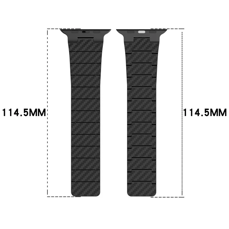 Bracelet de montre magnétique pour Apple Watch Series 10 46mm / Ultra 2 Ultra 49mm / Série 9 8 7 45mm / 6 5 4 SE (2023) SE (2022) SE 44mm / 3 2 1 42mm, Bracelet en texture de fibre de carbone PC - Noir
