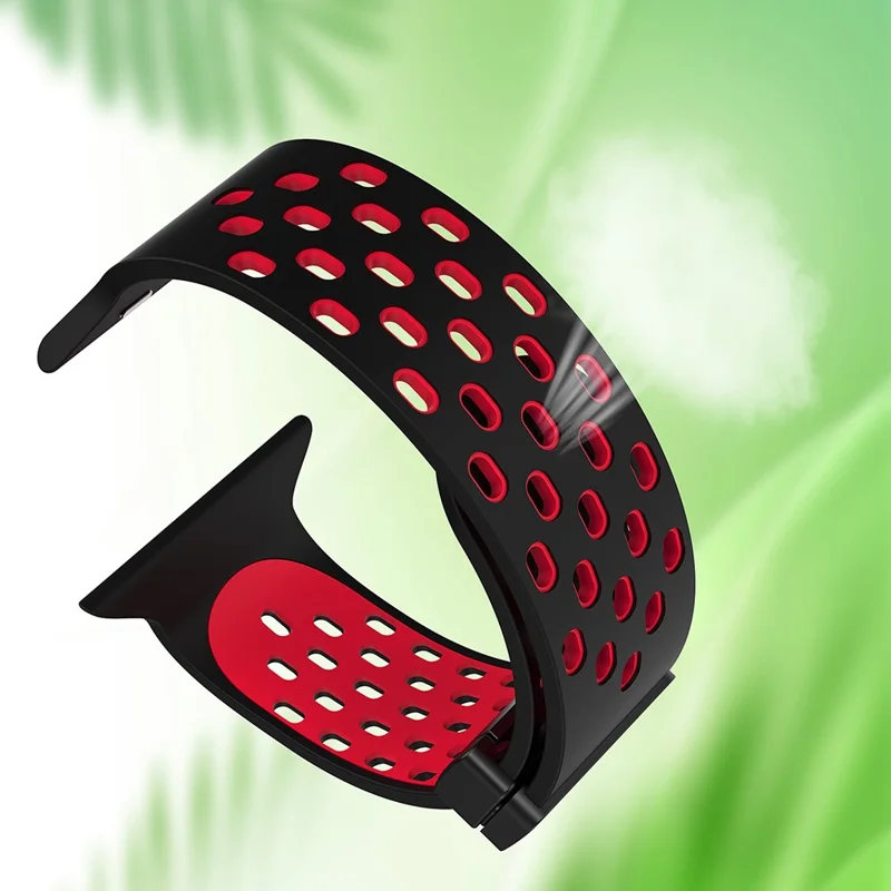 Cinturino di orologio magnetico per Apple Watch Series 10 42mm / 9 8 7 41mm / SE (2023) SE (2022) SE 6 5 4 40mm / 3 2 1 38mm Dual-Color Silicone Band Bracelet - Nero+Rosso