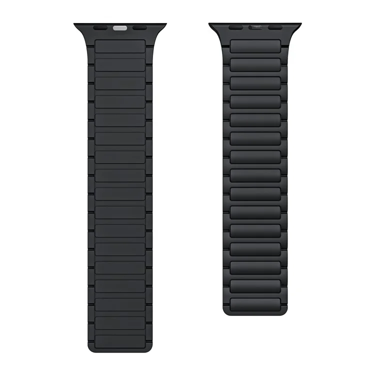 Correa de reloj de silicona para Apple Watch Series 10 46mm / Ultra 2 Ultra 49mm / Series 9 8 7 45mm / 6 5 4 SE (2023) SE (2022) SE 44mm / 3 2 1 42mm, Pulsera magnética AW - Negro