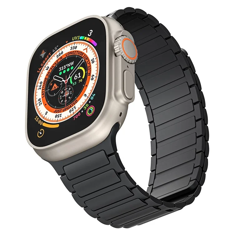 Correa de reloj de silicona para Apple Watch Series 10 46mm / Ultra 2 Ultra 49mm / Series 9 8 7 45mm / 6 5 4 SE (2023) SE (2022) SE 44mm / 3 2 1 42mm, Pulsera magnética AW - Negro