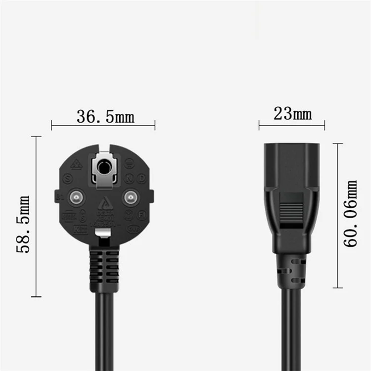 3m 3*0.75 SQMM EU Plug Power Cable 3 Square Pins Pure Copper Kettle Power Adapter Supply (VDE Certified)