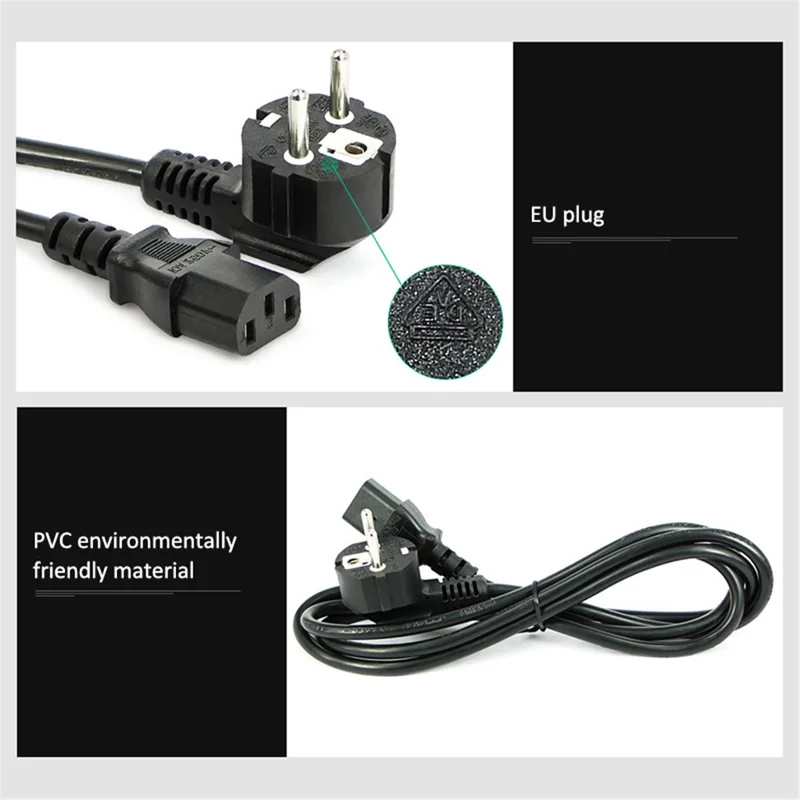3m 3*0.75 SQMM EU Plug Power Cable 3 Square Pins Pure Copper Kettle Power Adapter Supply (VDE Certified)